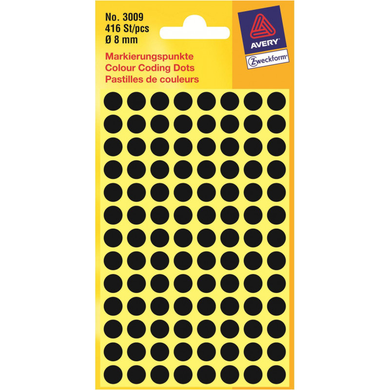 Avery Zweckform Markierungspunkte 3009, μαύρα, Ø 8 mm, 416 τεμ.
