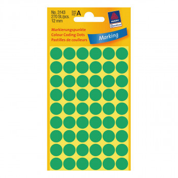 Avery Zweckform 3143 κουκκίδες σήμανσης, Ø 12 mm, πράσινες, 270 τεμ.