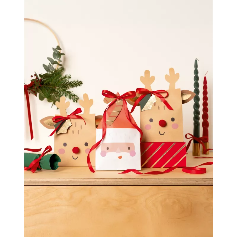 Folia Χάρτινες σακούλες Santa & Deer πολύχρωμες