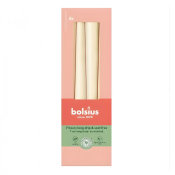 Bolsius κεριά τραπεζιού 245/24 mm, μαργαριταρένια, 4 τεμ.