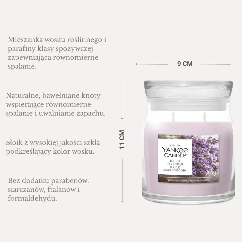 Yankee Candle κερί Dried Lavender & Oak, μεσαίο