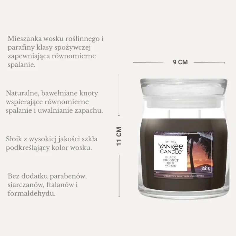 Yankee Candle Black Coconut Κερί, μεσαίο