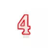 Papstar κερί με αριθμό «4», 7,3 cm, λευκό/κόκκινο