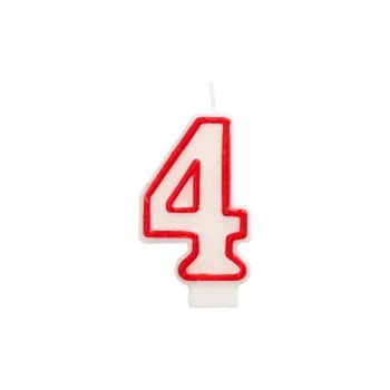 Papstar κερί με αριθμό «4», 7,3 cm, λευκό/κόκκινο