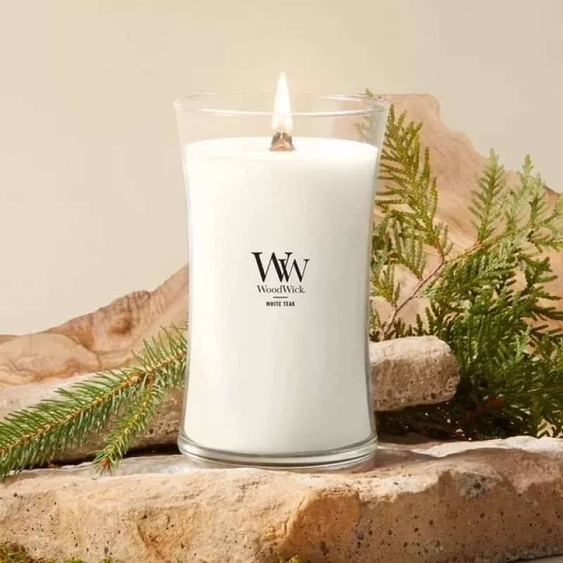 WoodWick White Teak Κερί, μεγάλο, 610 g