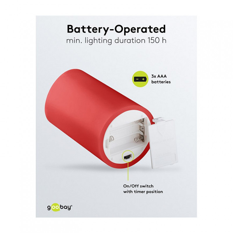 Goobay LED κεριά κηρού, 10 cm, κόκκινα