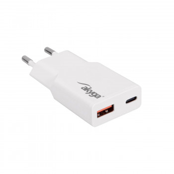 Φορτιστής τοίχου Akyga AK-CH-27 30W USB-C USB-A PD GaN 5-20V / 1.5-3A λευκό