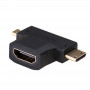 Akyga AK-AD-23 HDMI (F) σε Mini HDMI (M) / Micro HDMI (M) adapter, μαύρο