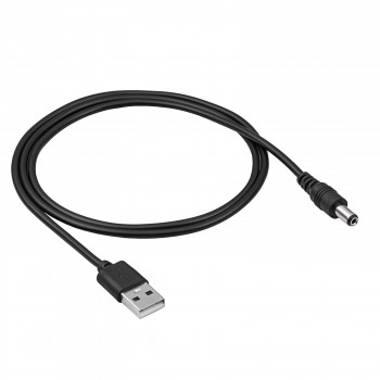 Akyga AK-DC-01 Καλώδιο τροφοδοσίας USB-A βύσμα αρσενικό σε DC 5,5 x 2,1 mm βύσμα αρσενικό, 0,8 m, μαύρο