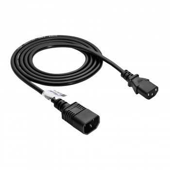 Akyga AK-PC-03C Καλώδιο επέκτασης τροφοδοσίας IEC C14 σε IEC C13, χαλκός 3x0,75 mm², 1,8 m, μαύρο