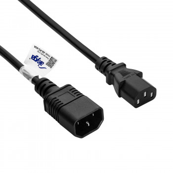 Akyga AK-PC-03C Καλώδιο επέκτασης τροφοδοσίας IEC C14 σε IEC C13, χαλκός 3x0,75 mm², 1,8 m, μαύρο