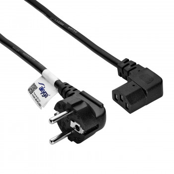 Akyga AK-PC-02C Καλώδιο τροφοδοσίας CEE 7/7 σε IEC C13 90° γωνιακό, χαλκός 3x0,75 mm², 1,5 m, μαύρο