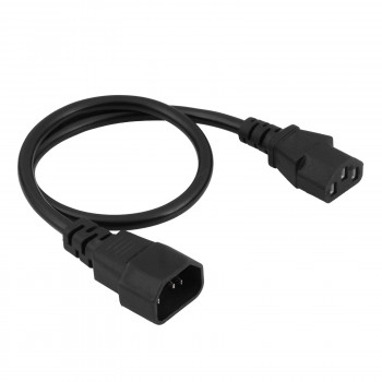 Akyga AK-PC-14A Καλώδιο επέκτασης τροφοδοσίας IEC C14 σε IEC C13, 3x 0,5 mm², 0,5 m, μαύρο