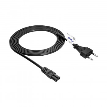 Akyga AK-RD-02C Καλώδιο τροφοδοσίας ευρωπαϊκό βύσμα (CEE 7/16) σε IEC C7, 2x 0,5 mm² χαλκός, 3 m, μαύρο