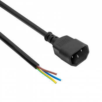 Akyga AK-OT-09C καλώδιο τροφοδοσίας IEC C14 με ανοιχτό άκρο, 3x 1 mm² χαλκός, 1,8 m, μαύρο