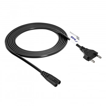 Akyga AK-RD-02A καλώδιο τροφοδοσίας CEE 7/16 (ευρωπαϊκό βύσμα) σε IEC C7 (οκτάρι), CCA 2 x 0,5 mm², 3 m, μαύρο