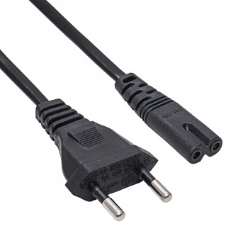 Akyga AK-RD-04A καλώδιο τροφοδοσίας CEE 7/16 (ευρωπαϊκό βύσμα) σε IEC C7 (οκτάρι), CCA 2 x 0,5 mm², 0,5 m, μαύρο