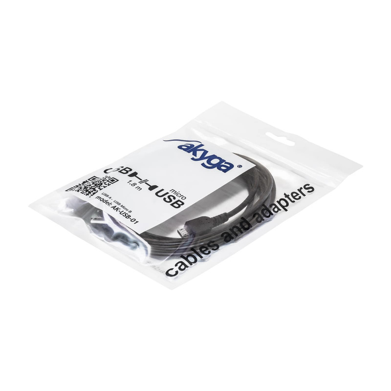 Akyga AK-USB-01 καλώδιο USB 2.0 USB-A (M) σε Micro USB-B (M), 1,8 m, μαύρο
