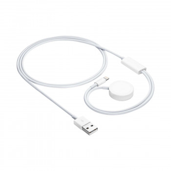 Akyga AK-SW-43 καλώδιο φόρτισης για Apple Watch Ultra 2 / Series 9/8/7/6/5/4/3/2/1 με σύνδεση Lightning, USB, 1 m, λευκό