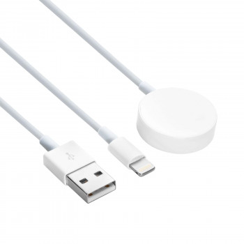 Akyga AK-SW-43 καλώδιο φόρτισης για Apple Watch Ultra 2 / Series 9/8/7/6/5/4/3/2/1 με σύνδεση Lightning, USB, 1 m, λευκό