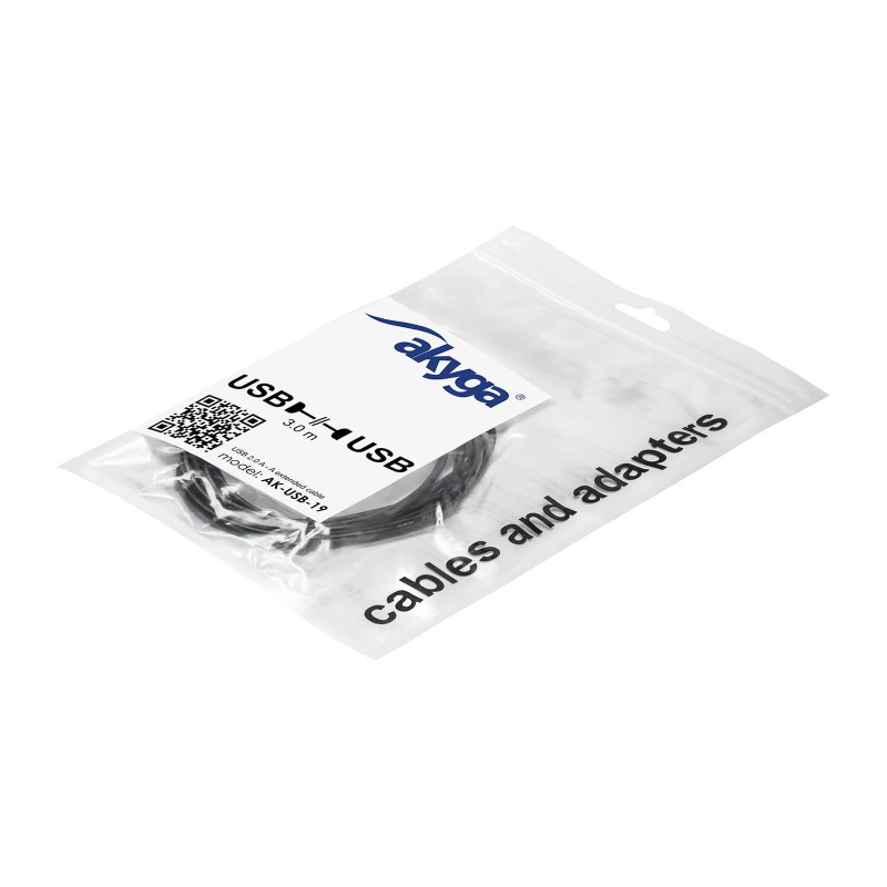 Akyga AK-USB-19 Καλώδιο επέκτασης USB 2.0 USB-A (M) σε USB-A (F), 3 m, Μαύρο