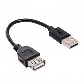 Akyga AK-USB-23 Καλώδιο επέκτασης USB 2.0 USB-A (M) σε USB-A (F), 15 cm, Μαύρο