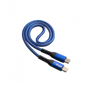 Akyga AK-USB-36 Πλεκτό καλώδιο USB-C σε USB-C, USB 2.0, 100 W, 0,5 m, Μπλε