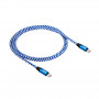 Akyga AK-USB-37 Πλεκτό καλώδιο USB-C σε USB-C, USB 2.0, 100 W, 1 m, Μπλε