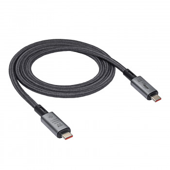Akyga AK-USB-45 Πλεκτό καλώδιο USB-C σε USB-C, USB4, 40 Gbit/s, 240 W, 1 m, Γκρι