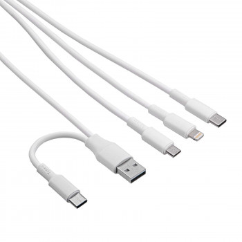 Akyga AK-USB-52 Καλώδιο USB USB-A + USB-C σε Micro-USB + USB-C + Lightning, 1,2 m