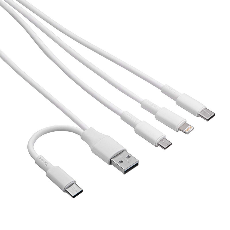 Akyga AK-USB-52 Καλώδιο USB USB-A + USB-C σε Micro-USB + USB-C + Lightning, 1,2 m