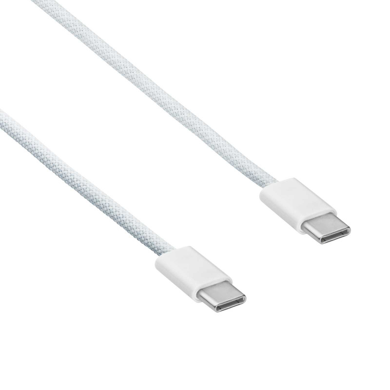 Akyga AK-USB-51 Πλεκτό καλώδιο USB-C σε USB-C για iPhone 15, USB 2.0, 60 W, 1 m, Λευκό