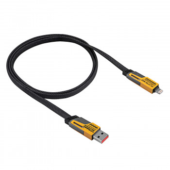 Akyga AK-USB-57 Πλεκτό καλώδιο 4 σε 1 USB-A/USB-C σε USB-C/Lightning, USB 2.0, 65 W, 1 m, Γκρι