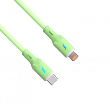 Akyga AK-USB-73 Καλώδιο σιλικόνης USB-C σε Lightning, USB 2.0, 30 W, 1 m, Πράσινο
