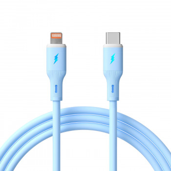 Akyga AK-USB-72 Καλώδιο σιλικόνης USB-C σε Lightning, USB 2.0, 30 W, 1 m, Μπλε