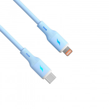 Akyga AK-USB-72 Καλώδιο σιλικόνης USB-C σε Lightning, USB 2.0, 30 W, 1 m, Μπλε