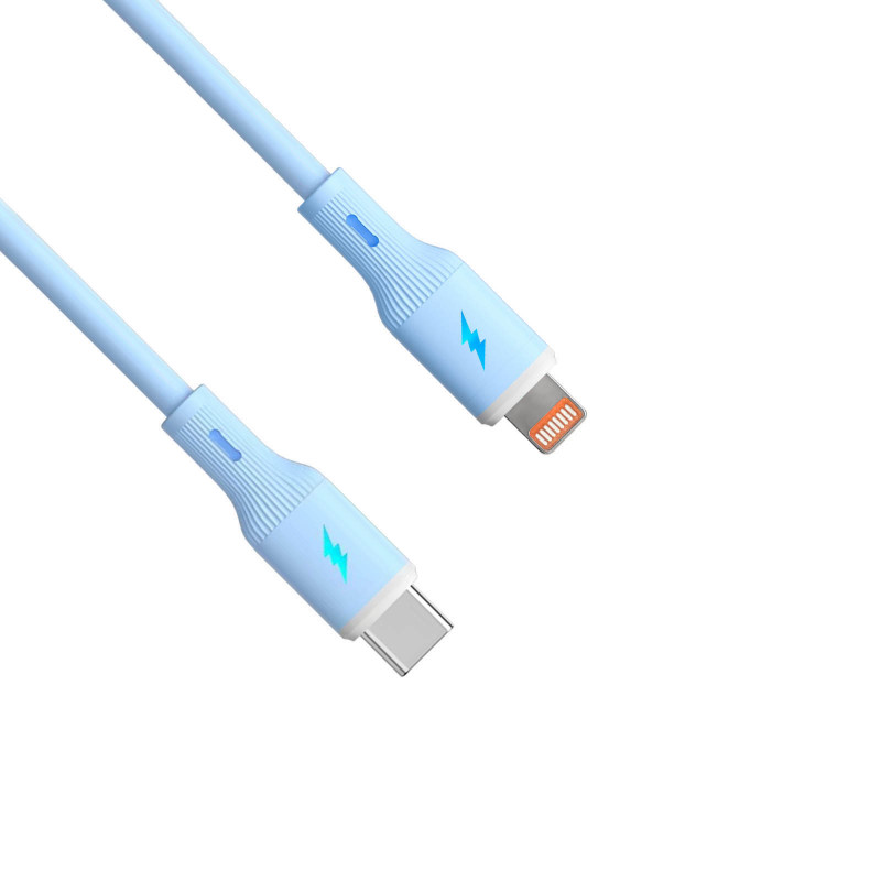 Akyga AK-USB-72 Καλώδιο σιλικόνης USB-C σε Lightning, USB 2.0, 30 W, 1 m, Μπλε