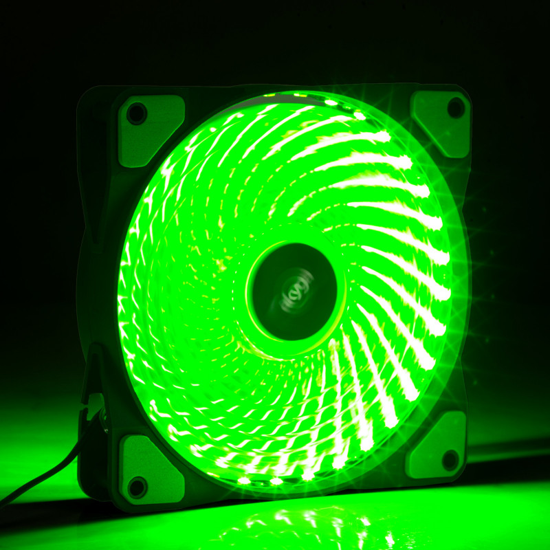 Akyga AW-12E-BG Ανεμιστήρας κουτιού 120 mm, 33 πράσινα LED, Molex, Μαύρο