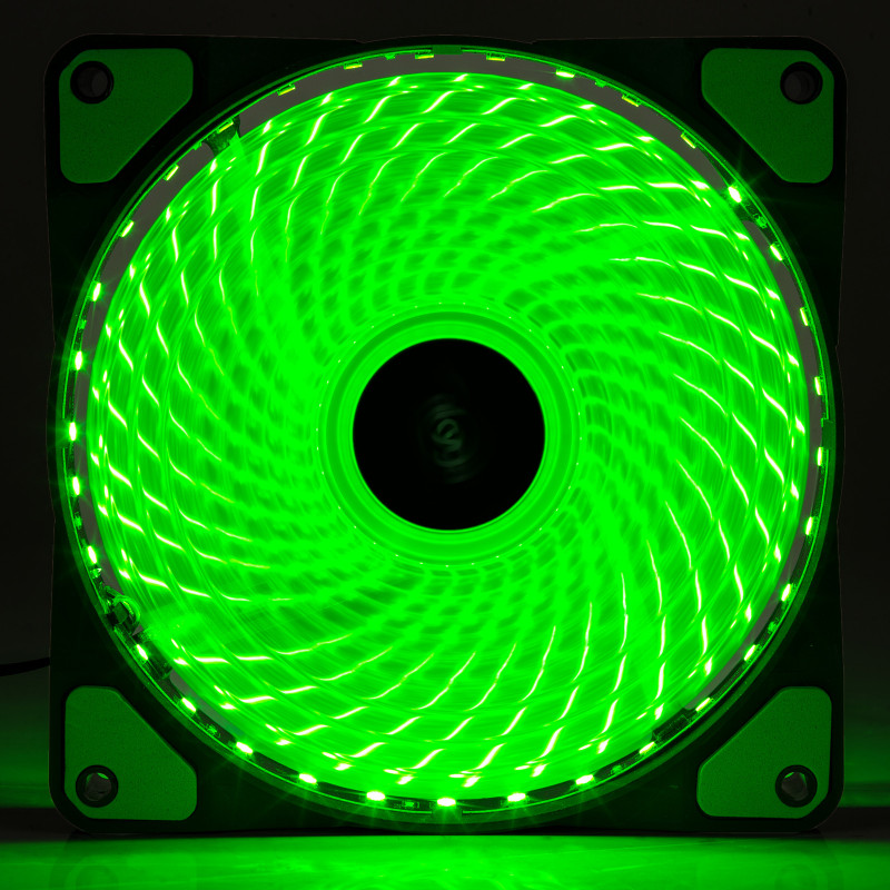 Akyga AW-12E-BG Ανεμιστήρας κουτιού 120 mm, 33 πράσινα LED, Molex, Μαύρο