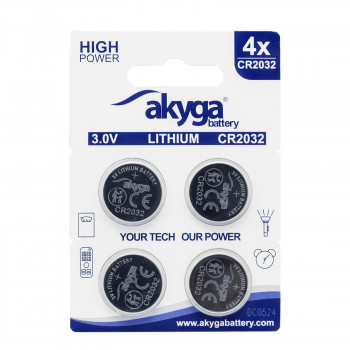 Akyga AKY2100 μπαταρία λιθίου CR2032 3 V 210 mAh, 4 τεμ. (blister)