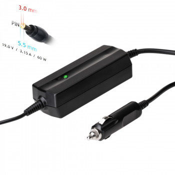 Akyga AK-ND-38 τροφοδοτικό αυτοκινήτου για notebook 19 V / 3,16 A, 60 W, 5,5 x 3,0 mm + Pin, για Samsung