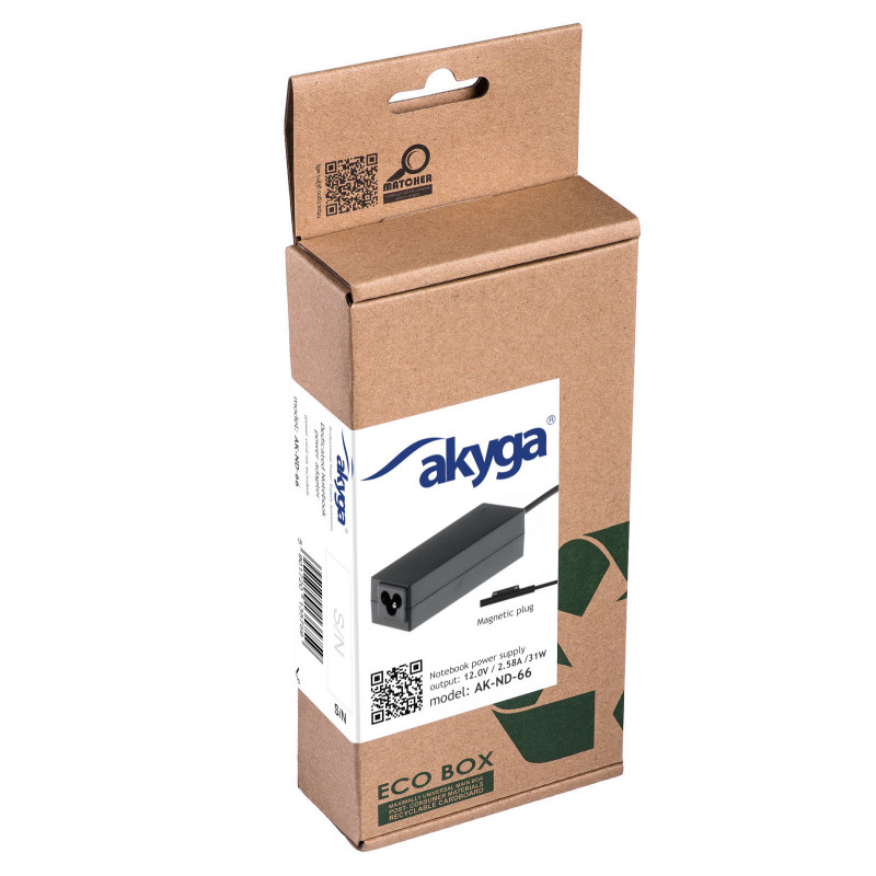 Akyga AK-ND-66 τροφοδοτικό notebook 12 V / 2,58 A, 31 W, Surface Connect, 1,2 m, για Microsoft Surface Pro 3 / Pro 4