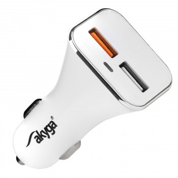 Φορτιστής αυτοκινήτου 12/24V Akyga AK-CH-08 18W 2x USB-A Quick Charge 3.0 5-12V / 1.5-3A λευκό