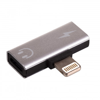 Akyga AK-AD-64 προσαρμογέας Lightning (m) σε 2x Lightning (f), ασημί
