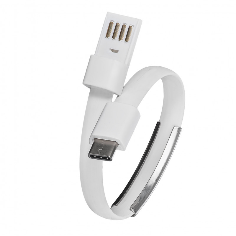 Akyga AK-AD-47 καλώδιο USB βραχιόλι, USB-C (m) / USB-A, USB 2.0, 23 cm, λευκό