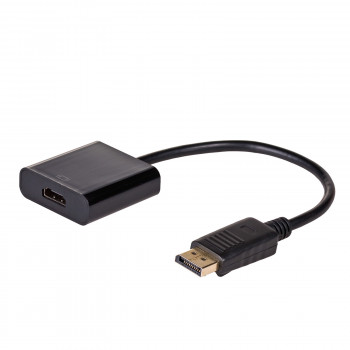 Akyga AK-AD-11 προσαρμογέας μετατροπέα με καλώδιο DisplayPort βύσμα αρσενικό σε υποδοχή θηλυκή HDMI, 15 cm, μαύρο