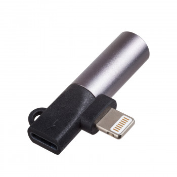 Akyga AK-AD-63 προσαρμογέας Lightning (m) σε Lightning (f) + υποδοχή θηλυκή jack 3,5 mm, μαύρο