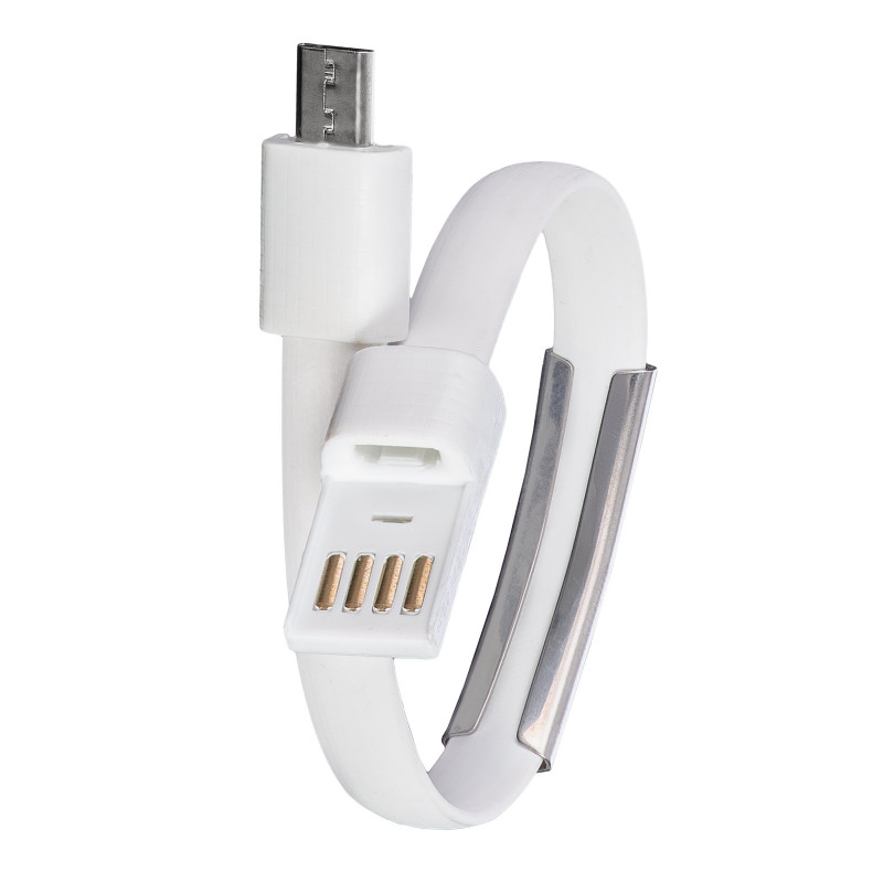 Akyga AK-AD-34 καλώδιο USB βραχιόλι, Micro-USB-B (m) / USB-A, USB 2.0, 23 cm, λευκό