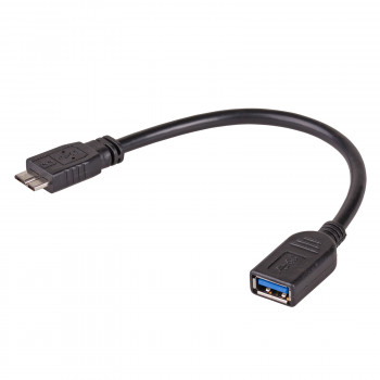 Akyga AK-AD-30 καλώδιο αντάπτορα OTG USB-A 3.0 (θηλυκό) σε Micro-USB 3.0 (αρσενικό), 15 cm, μαύρο