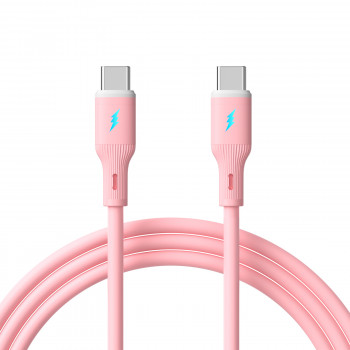 Akyga AK-USB-66 καλώδιο USB USB-C (m) / USB-C (m), USB 2.0, 60W, 1 m, ροζ, σιλικόνη